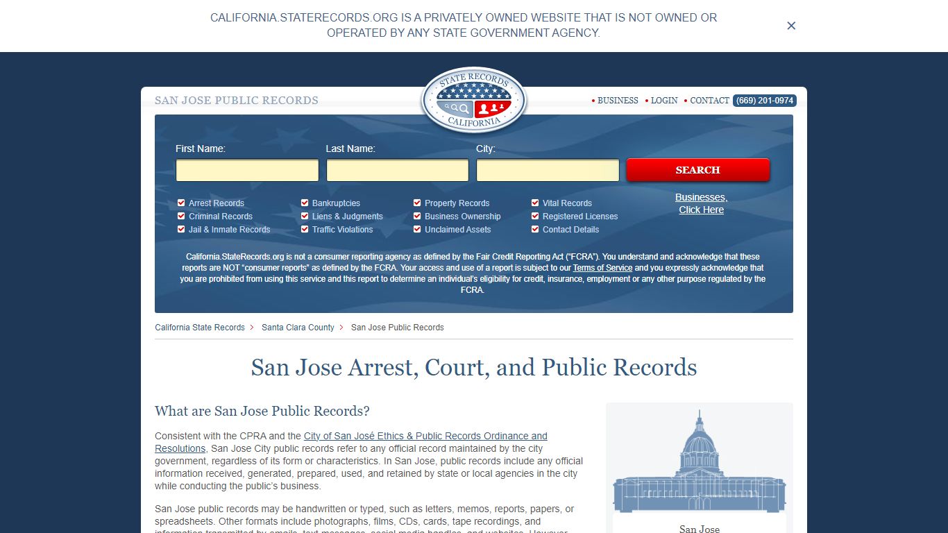 San Jose Arrest, Court, and Public Records