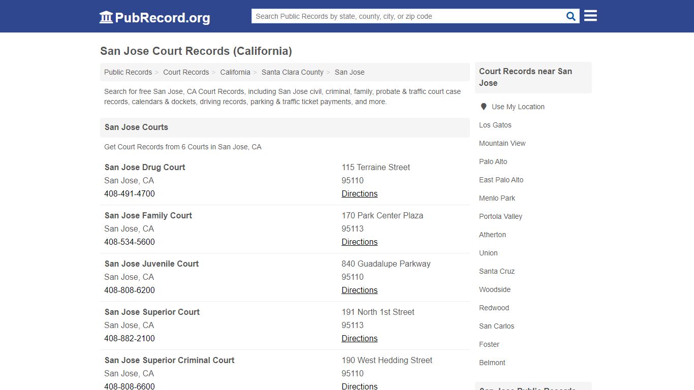 Free San Jose Court Records (California Court Records) - PubRecord.org